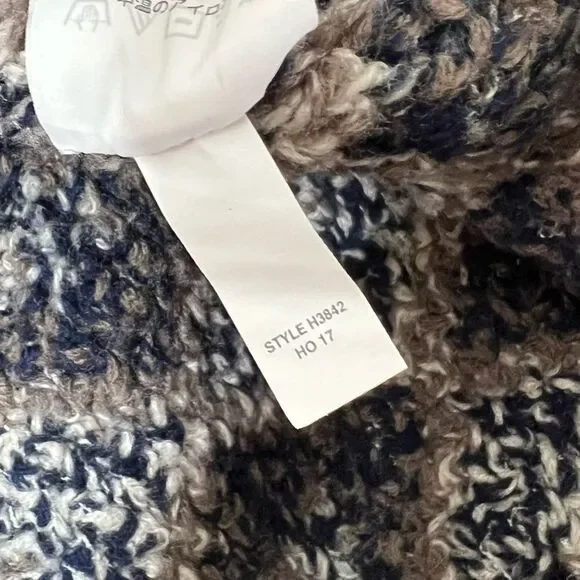 Madewell Popover Sweater Fuzzy Teddy Bear Style Fleece 1/4 Zip Diamond Print M - Picture 12 of 15